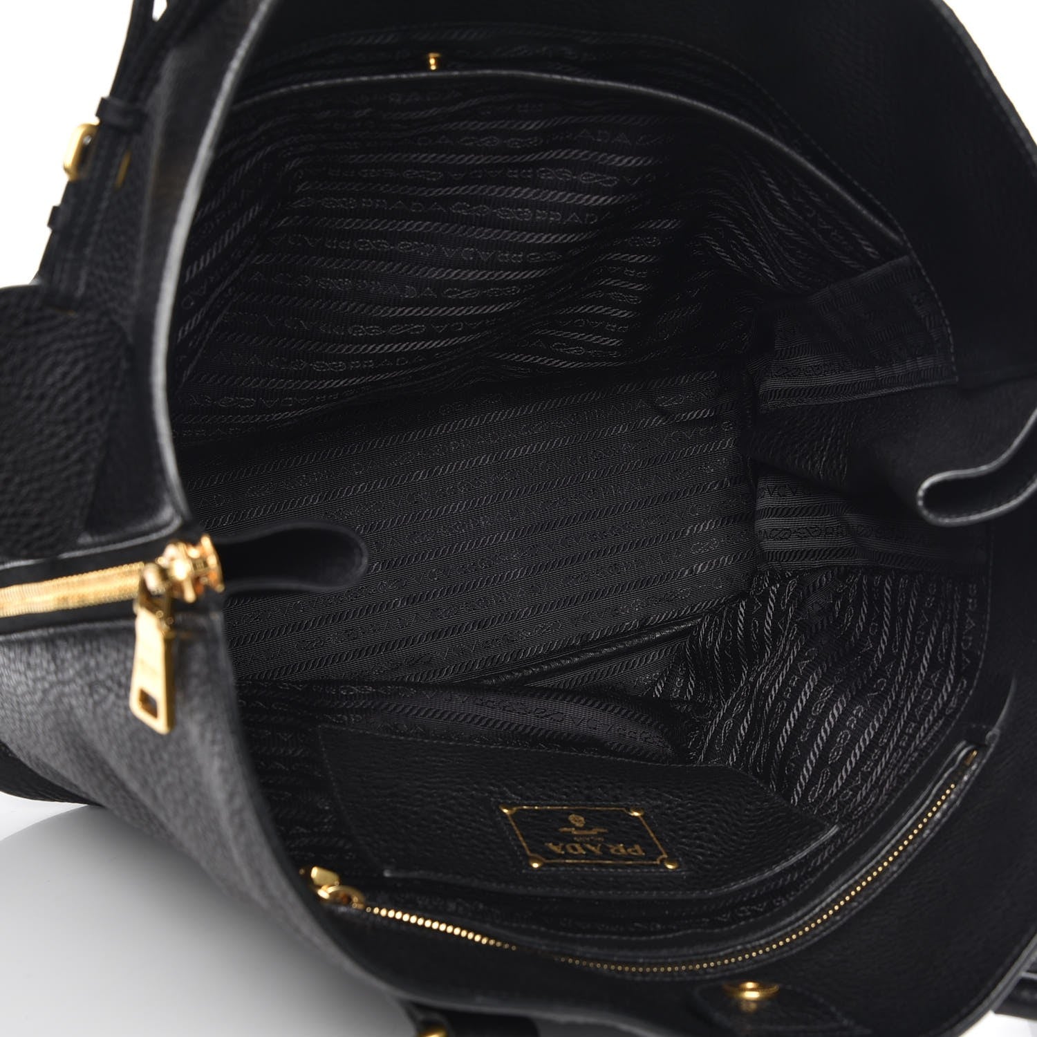 Prada Vitello Daino Side Zip Tote Black 5 of 7