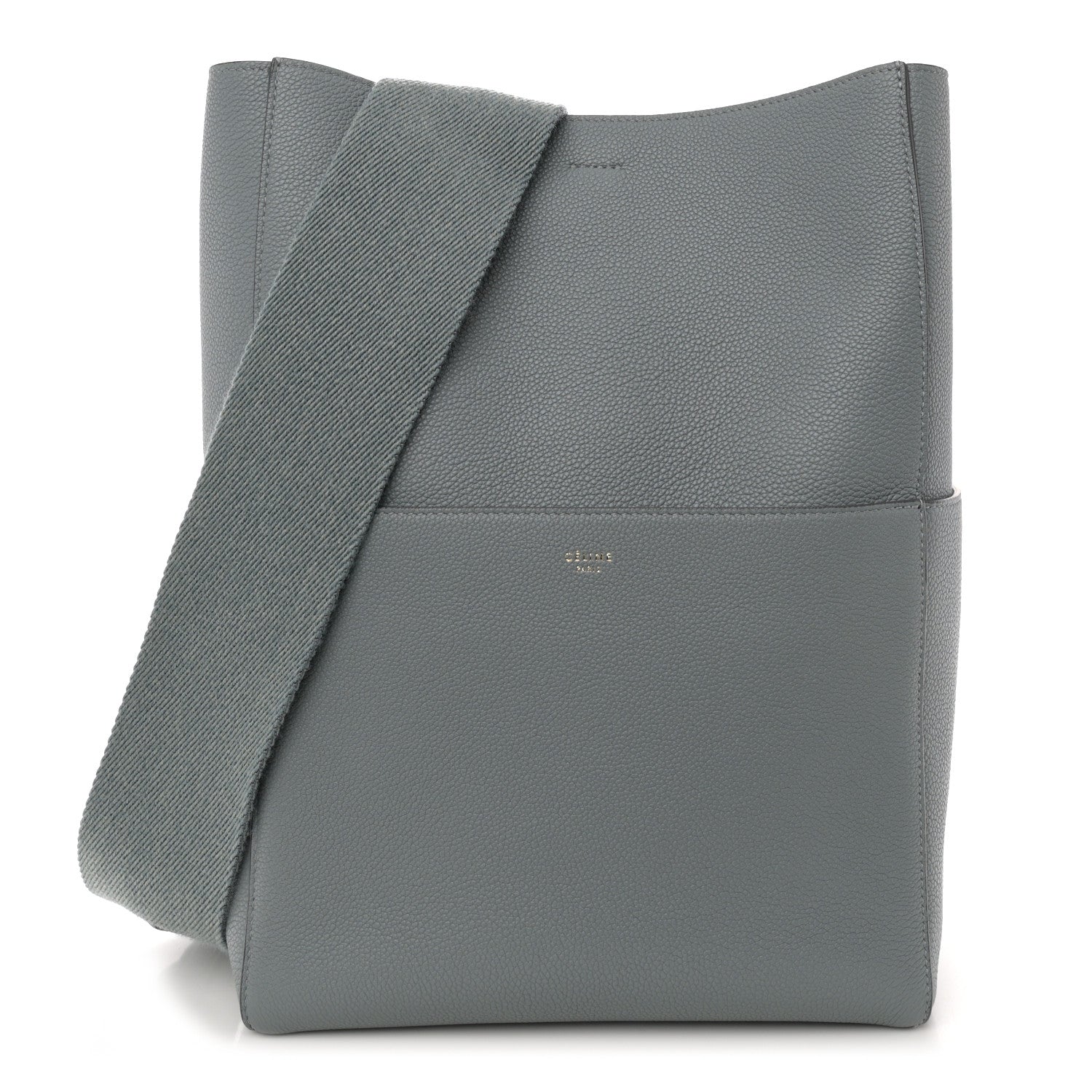 Celine Soft Grained Calfskin Sangle Bucket Bag Storm 1 of 11