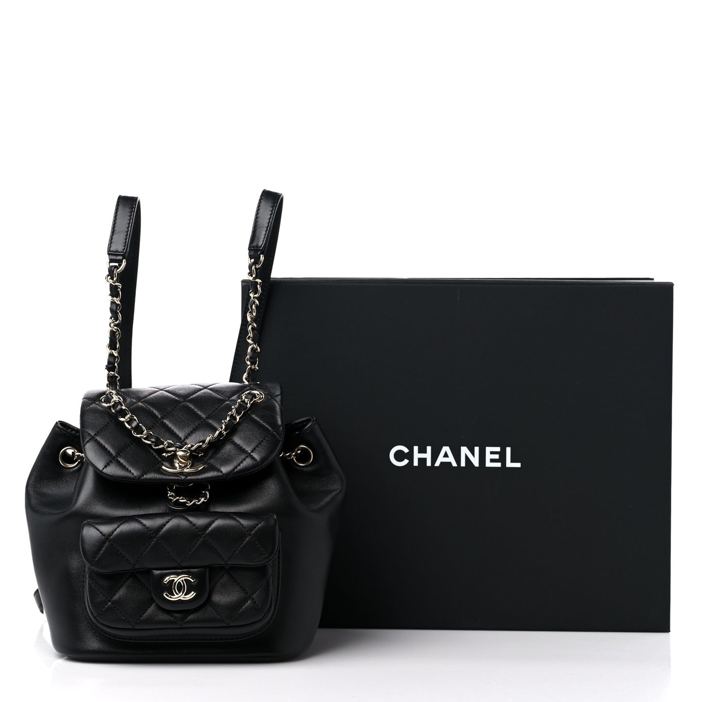 Lambskin Quilted Small Duma Drawstring Backpack Black