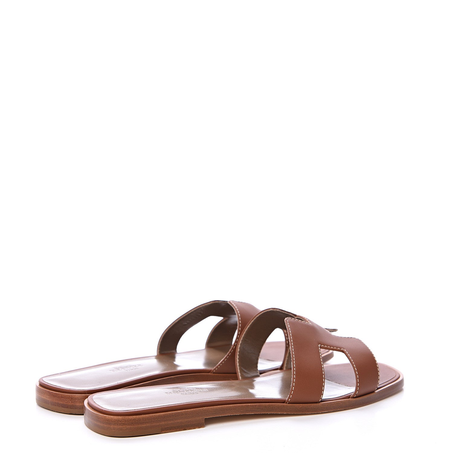 Hermes Box Calfskin Oran Sandals 38.5 Gold 4 of 8