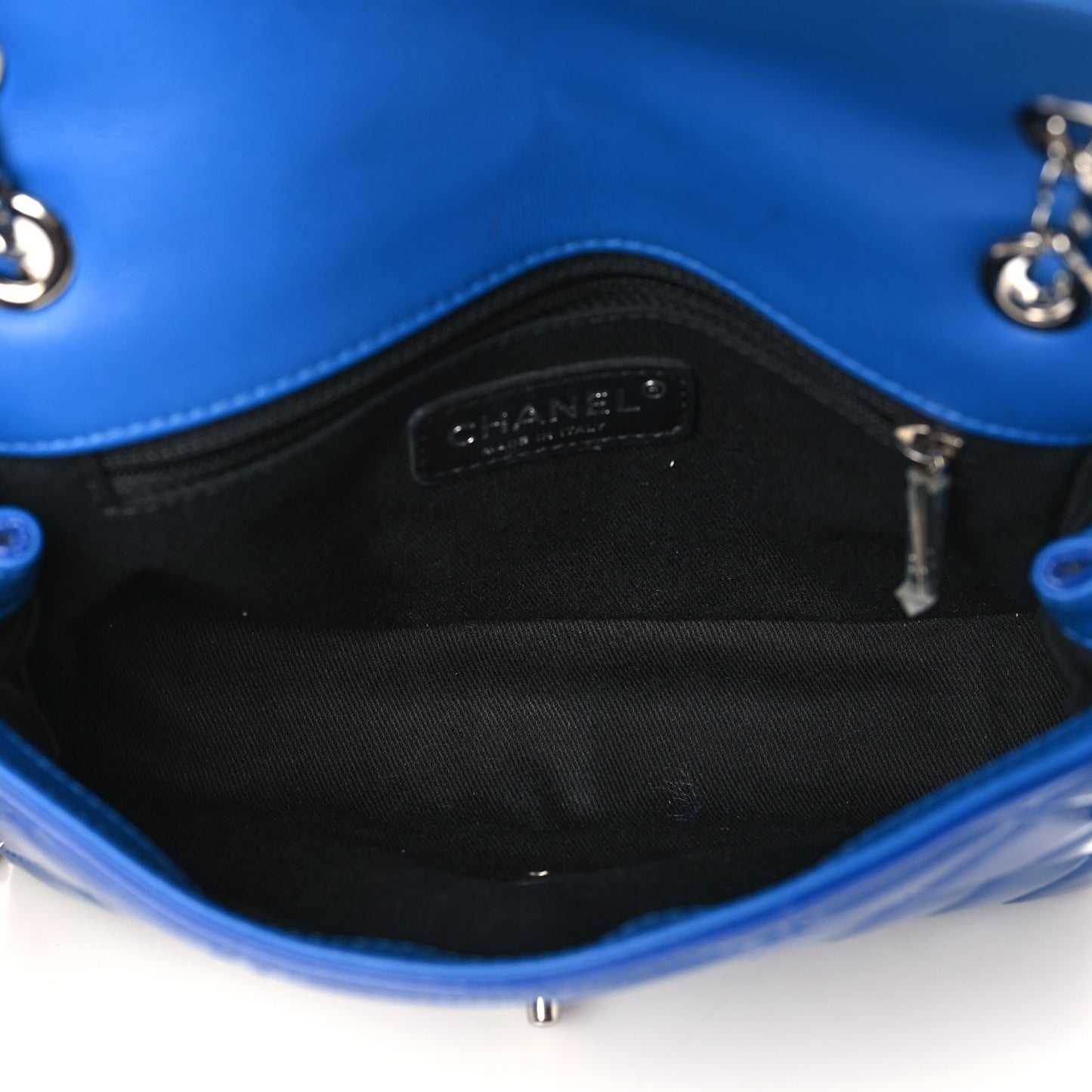 Patent Quilted Small Coco Shine Flap Blue
