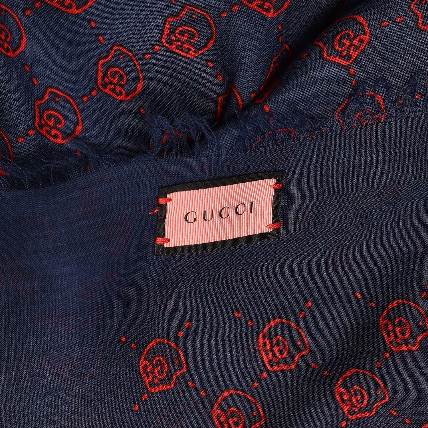 Gucci Modal Silk Twill GG Hamlet Square Scarf Sapphire Red 4 of 4