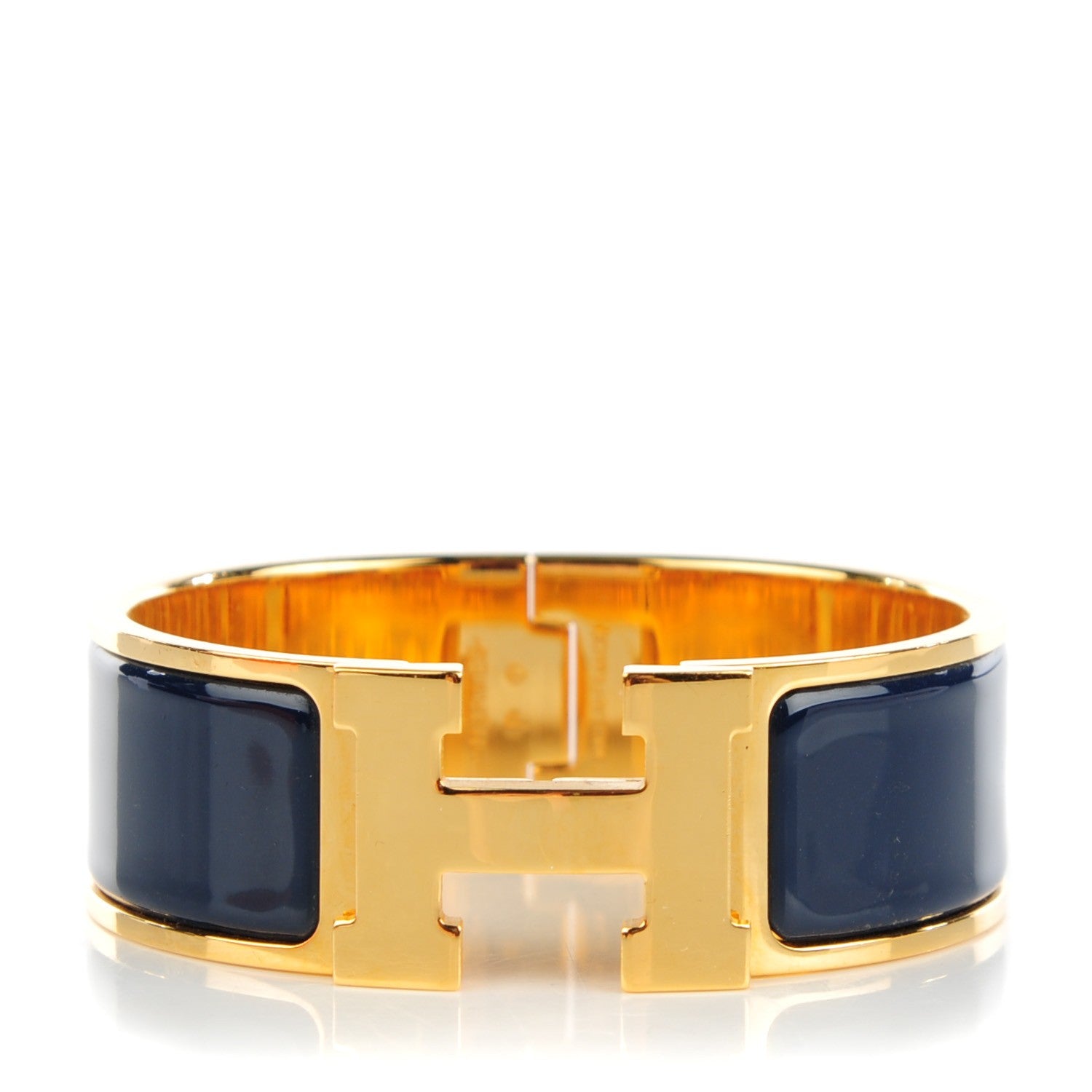 Hermes Enamel Wide Clic Clac H Bracelet PM Indigo Bleu 1 of 5