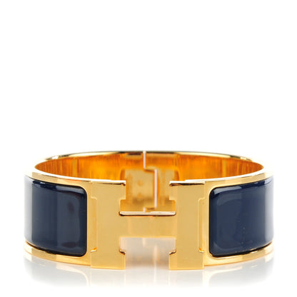 Hermes Enamel Wide Clic Clac H Bracelet PM Indigo Bleu 1 of 5