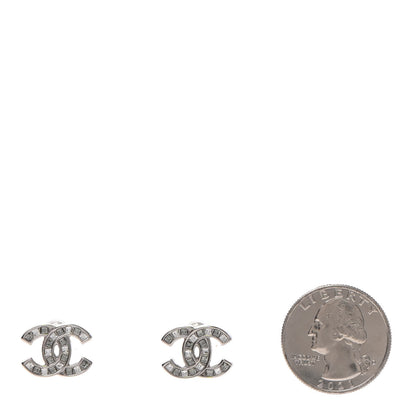 Chanel Crystal Mini Timeless CC Earrings Silver 2 of 4
