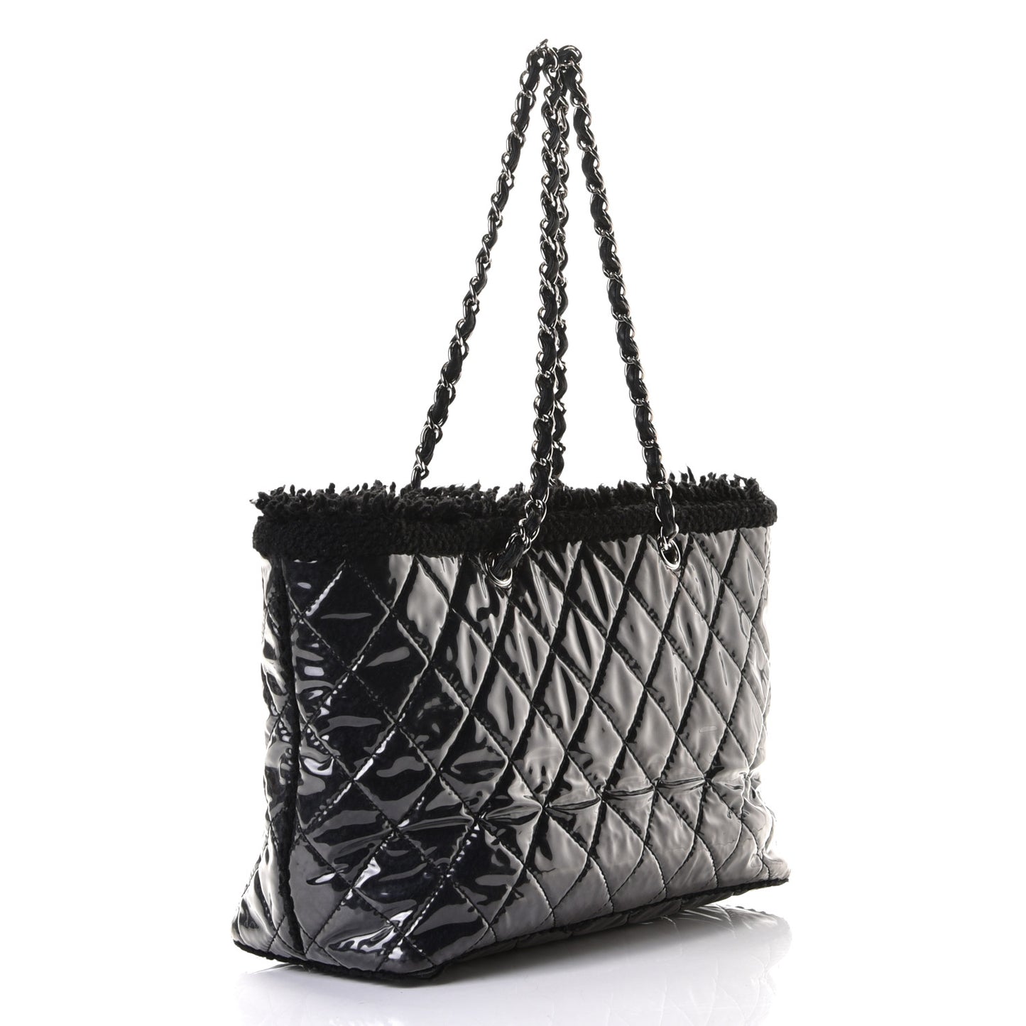 Vinyl Quilted Funny Tweed Tote Black