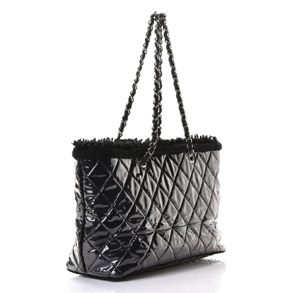 Chanel Vinyl Quilted Funny Tweed Tote Black 2 of 6