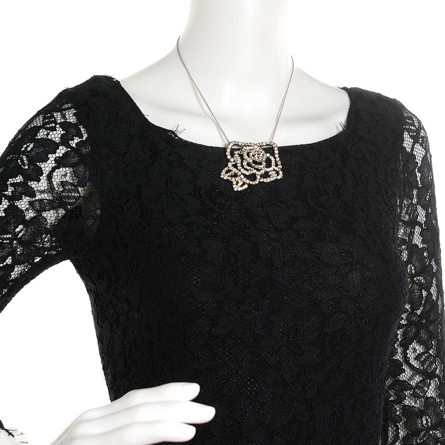 Chanel Crystal Large Camellia Pendant Necklace 2 of 4