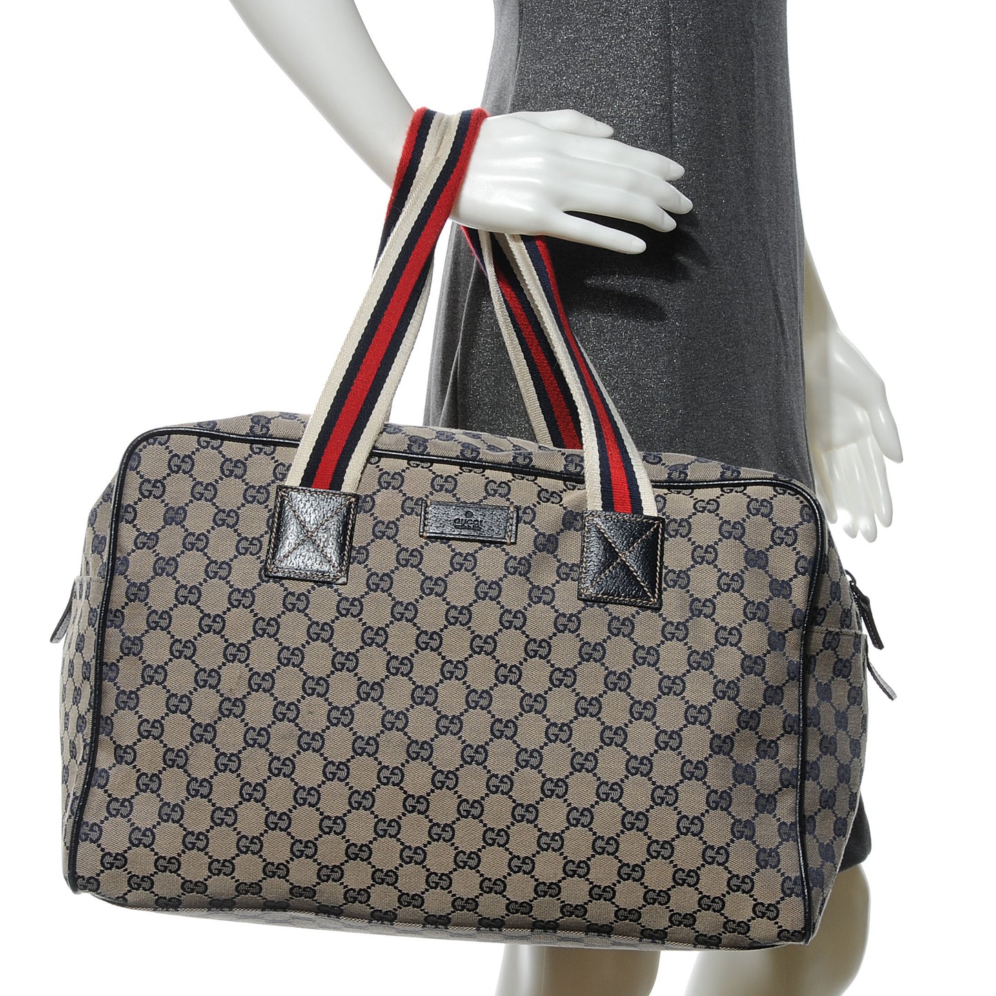 GG Monogram Web Medium Collapsable Carry On Duffle Navy