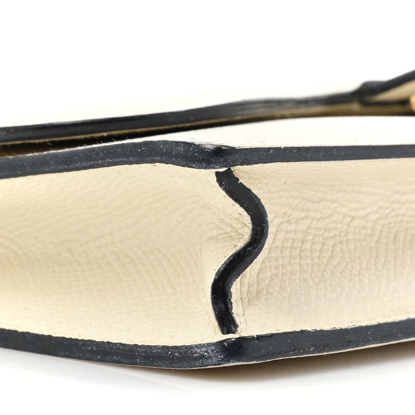 Grained Calfskin Saddle Chain Pouch Off White