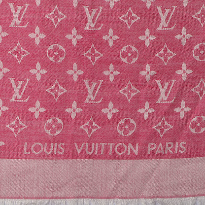 Louis Vuitton Wool Silk Monogram Denim Shawl Pivoine 4 of 5