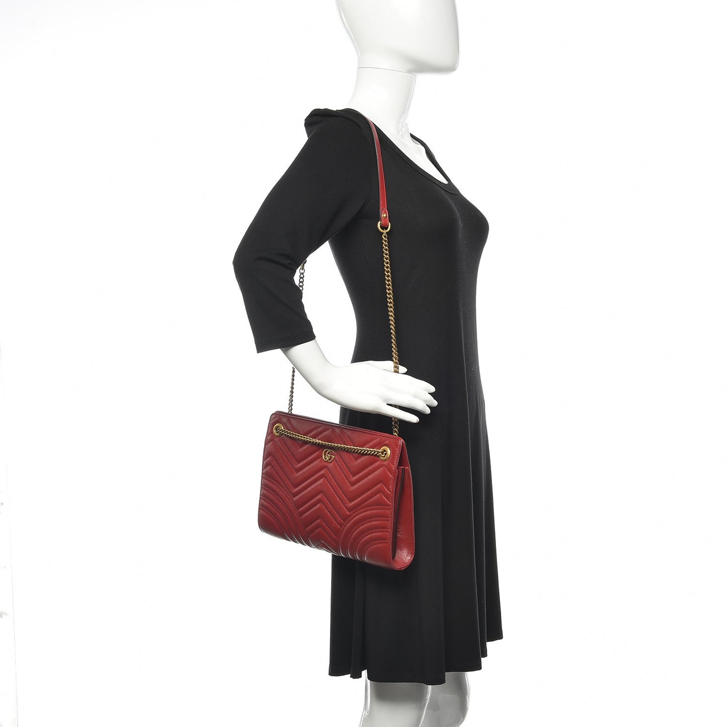Azalea Calfskin Matelasse Heart Medium GG Marmont Slim Shoulder Bag Romantic Cerise