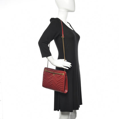 Gucci Azalea Calfskin Matelasse Heart Medium GG Marmont Slim Shoulder Bag Romantic Cerise 2 of 9