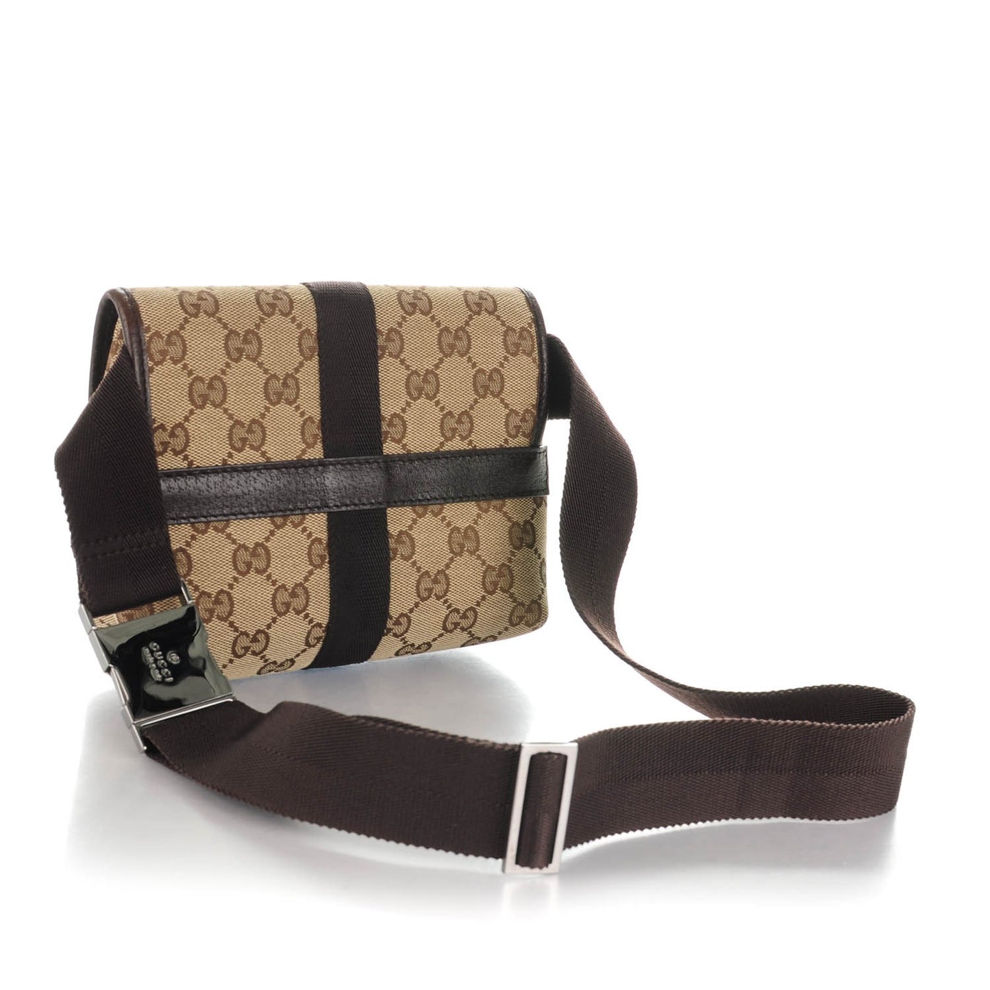 GG Monogram Buckle Belt Bag Dark Brown