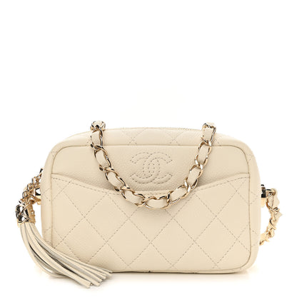 Chanel Caviar Quilted Mini Coco Tassel Camera Case White 1 of 11