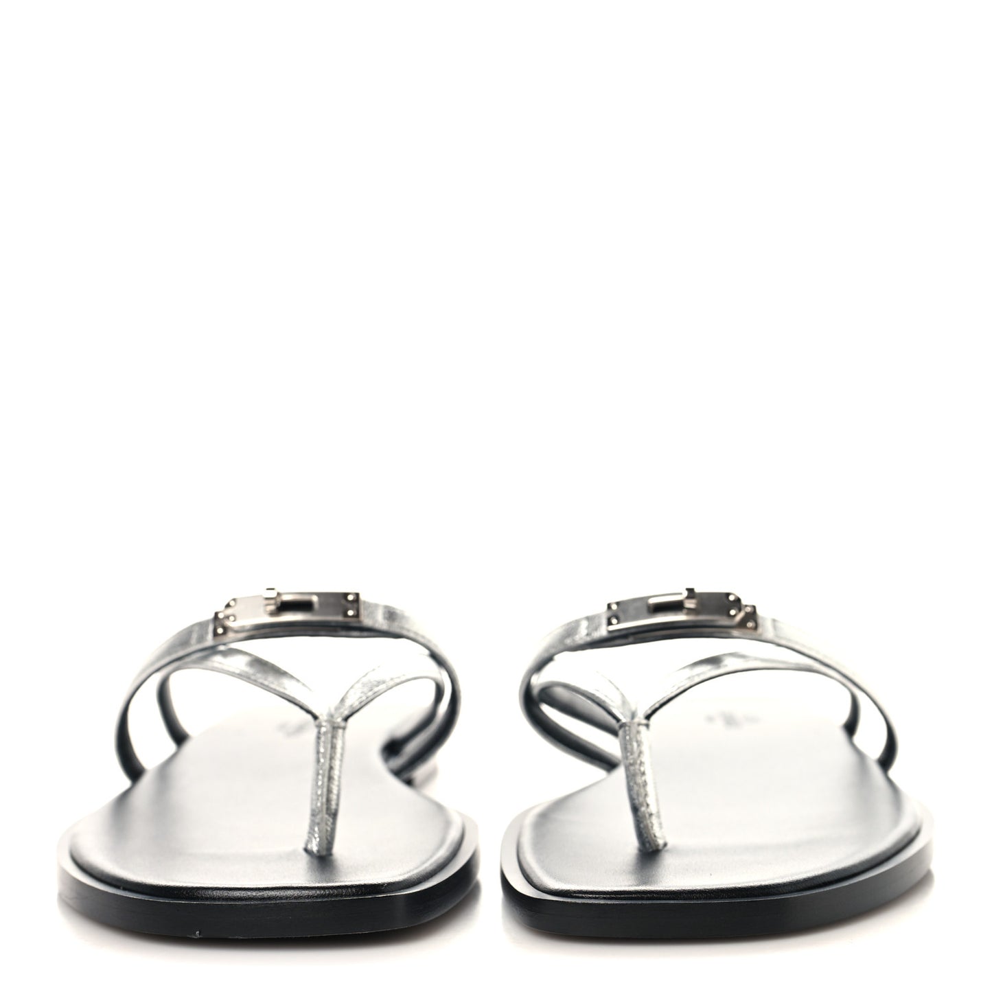 Metallic Goatskin Miss Sandals 37 Gris Argente