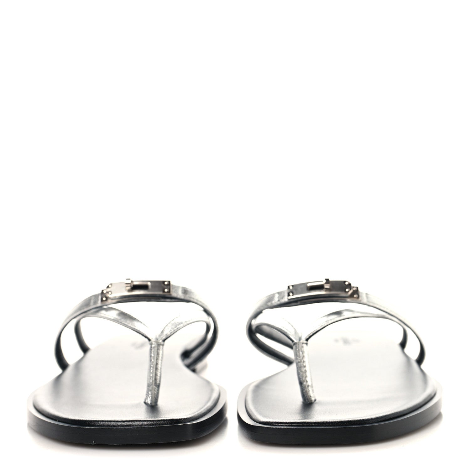 Hermes Metallic Goatskin Miss Sandals 37 Gris Argente 3 of 9