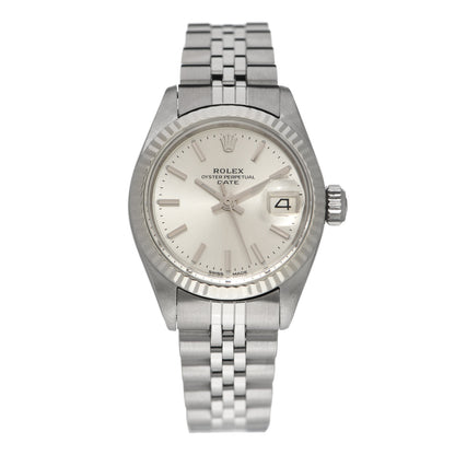 Rolex Stainless Steel 18K White Gold 26mm Oyster Perpetual Date Watch Silver 6917 1 of 5