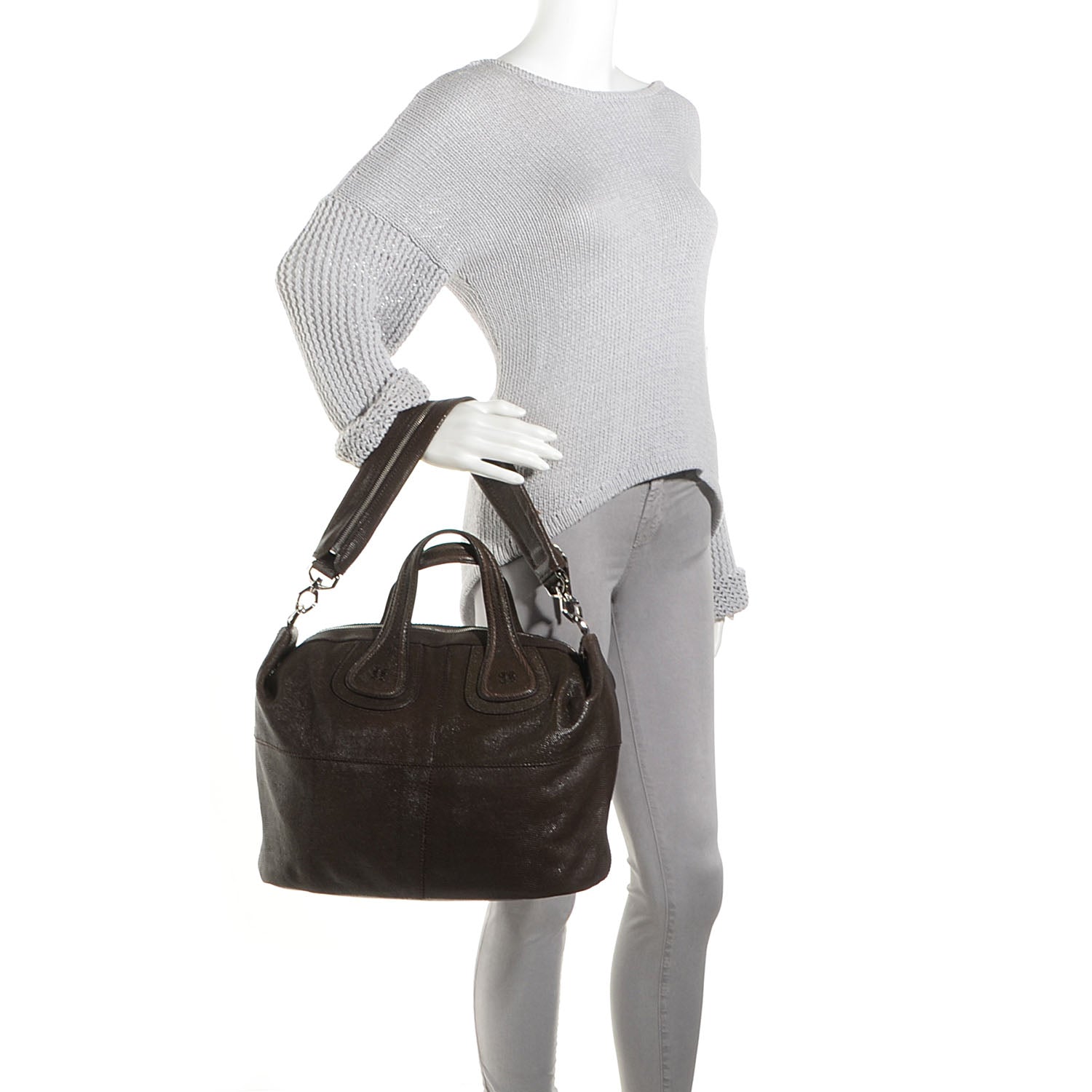 Givenchy Calfskin Lizard Embossed Medium Nightingale Brown 2 of 8
