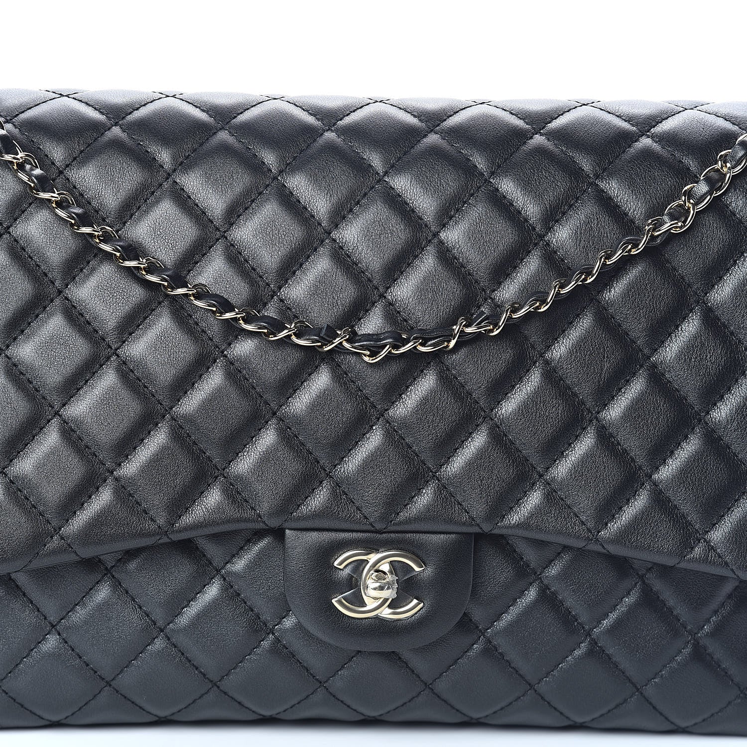 Chanel Metallized Calfskin Quilted Small XXL Travel Flap Bag Black 8 of 10