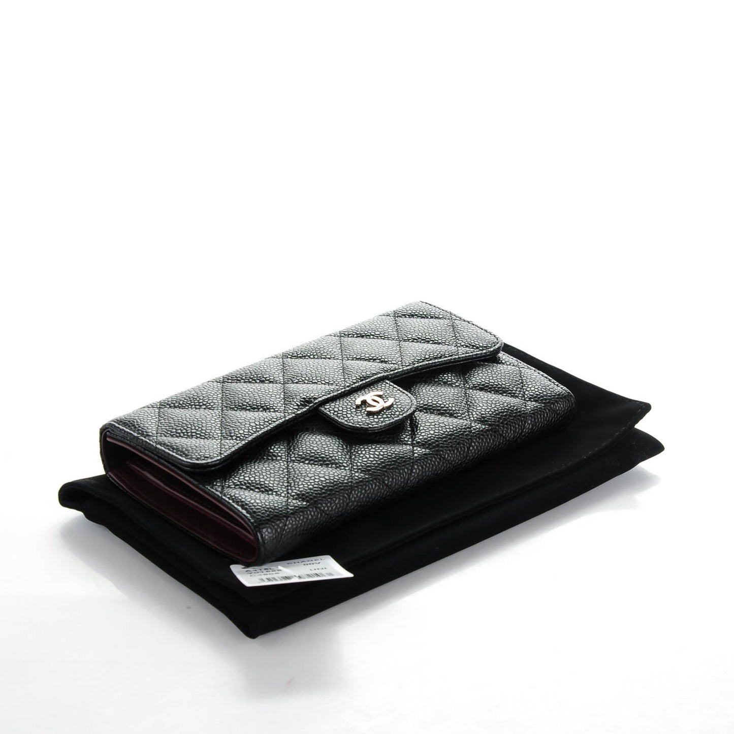 Caviar Quilted Large Flap Wallet Black
