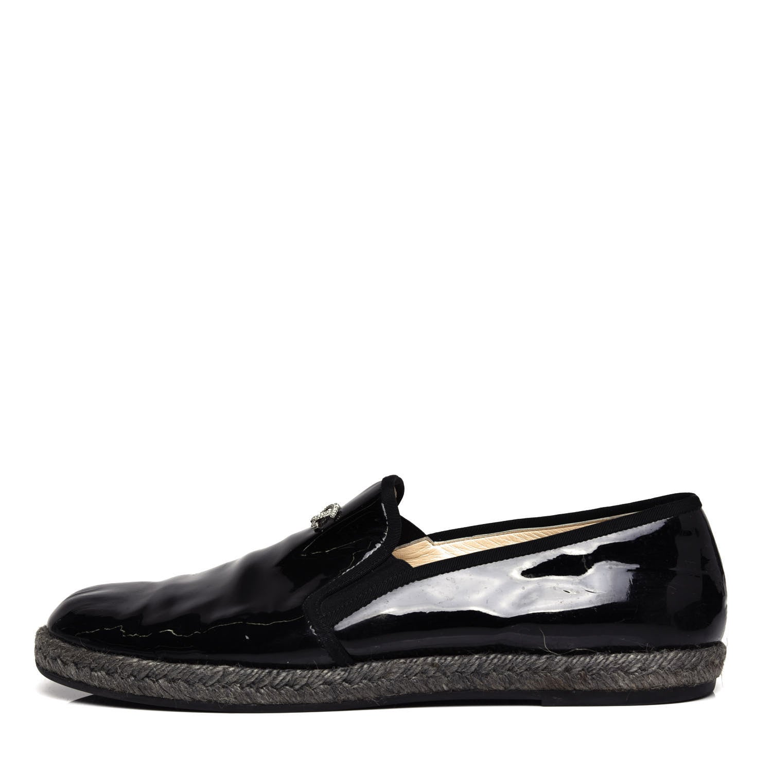 Chanel Patent Calfskin CC Mocassin Loafer Espadrilles 40.5 Black 1 of 10