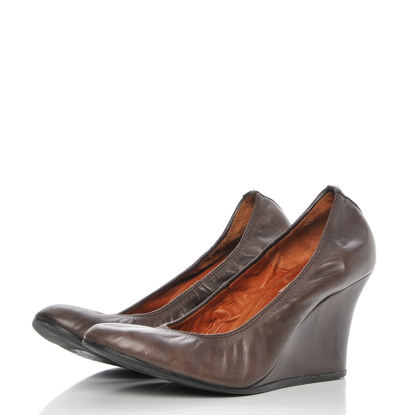 Veau Ballerina Wedges 39 Marron Fonce