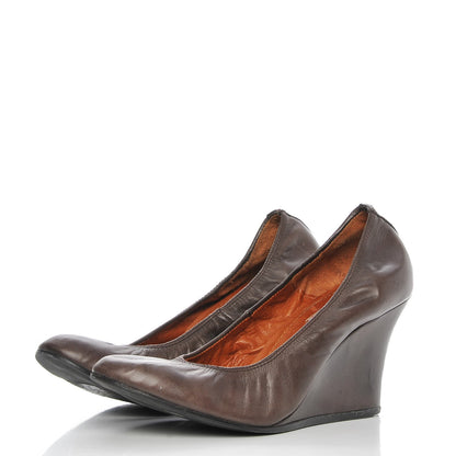 Lanvin Veau Ballerina Wedges 39 Marron Fonce 3 of 11