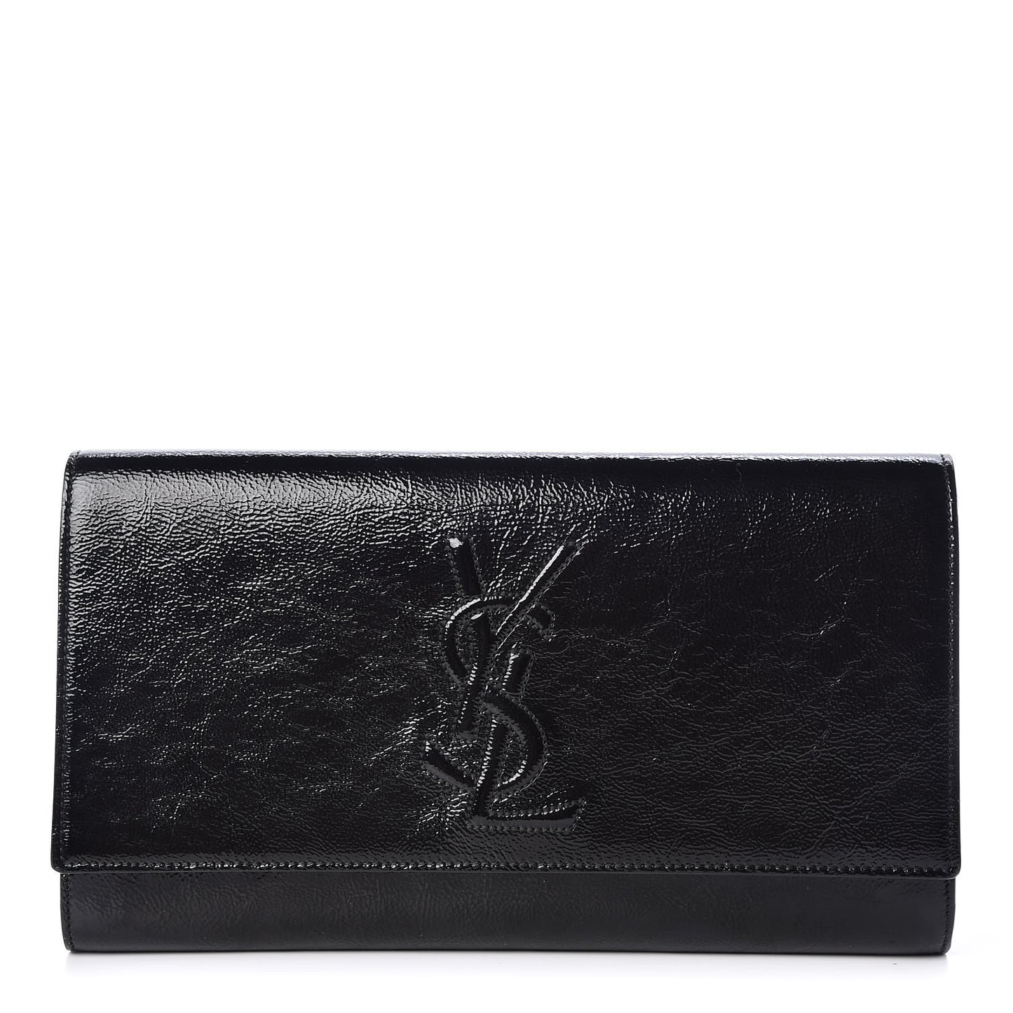 Textured Patent Monogram Large Belle De Jour Clutch Black