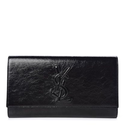 Saint Laurent Textured Patent Monogram Large Belle De Jour Clutch Black 1 of 10