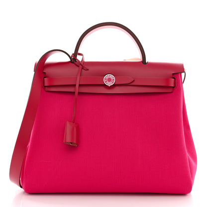 Hermes Toile Militaire Vache Hunter Laque Herbag Zip Retourne 31 PM Rose Mexico Rouge Piment 3 of 13