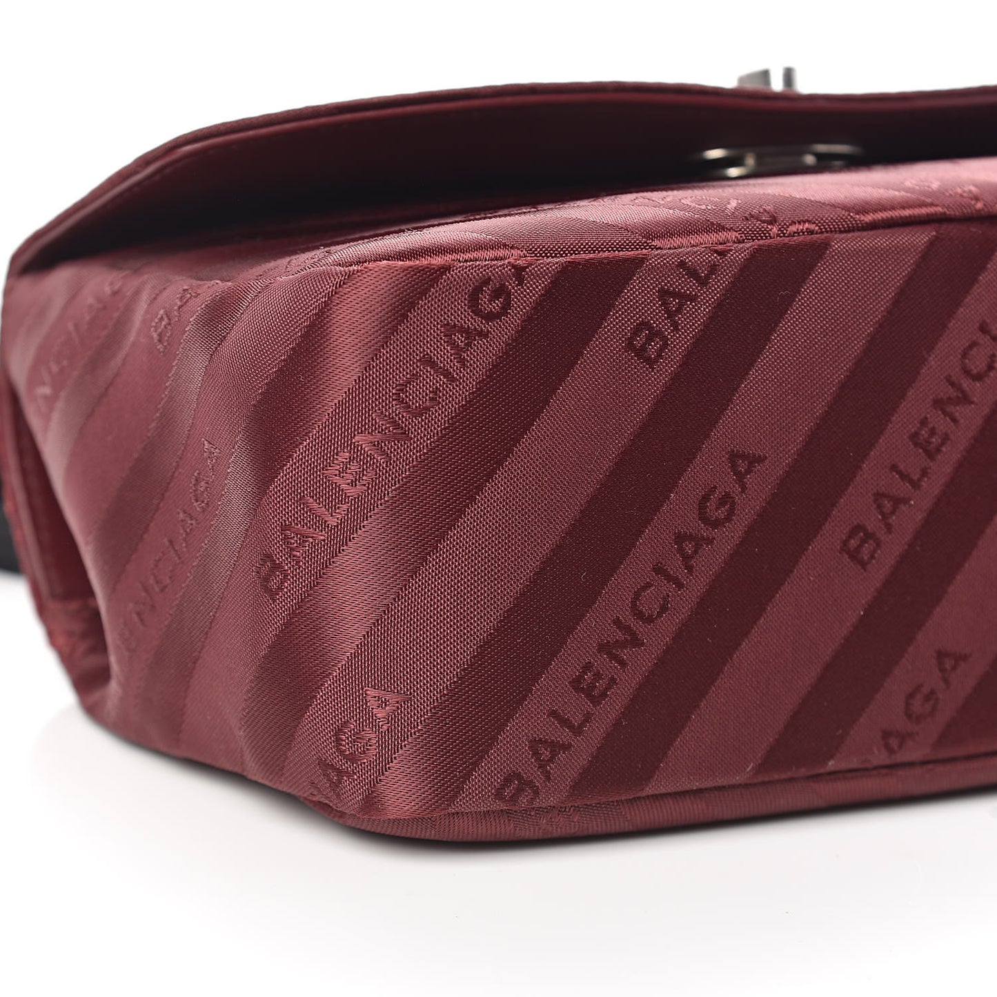 Nylon Jacquard Diagonal Logo Small Scarf Lock Chain Shoulder Bag Rouge Bordeaux Black Beige