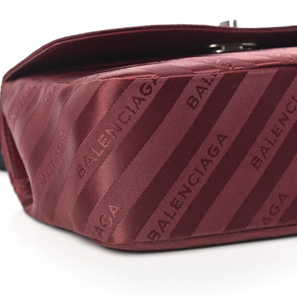 Balenciaga Nylon Jacquard Diagonal Logo Small Scarf Lock Chain Shoulder Bag Rouge Bordeaux Black Beige 8 of 10
