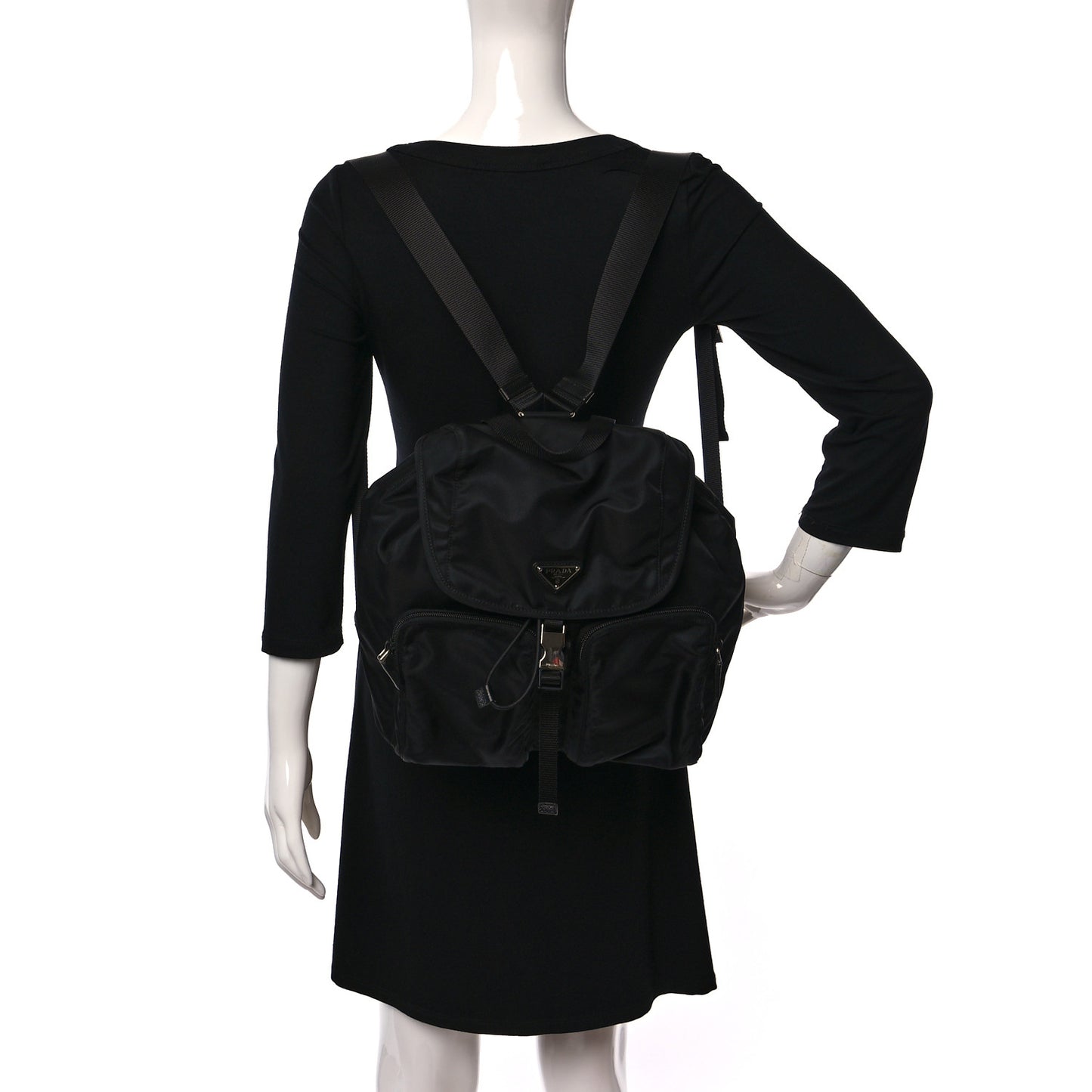 Tessuto Nylon Saffiano Medium Backpack Black