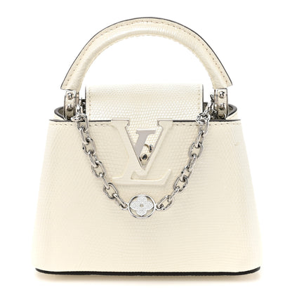 Louis Vuitton Taurillon Lizard Flower Chain Capucines Nano Ivory Sparkle 1 of 13
