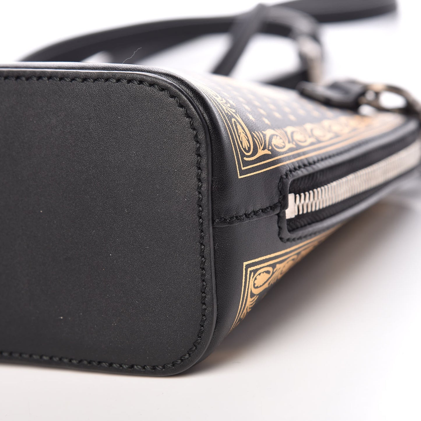 X SEGA Calfskin GUCCY Stars Mini Dome Shoulder Bag Black Gold