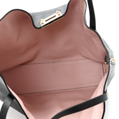 Valentino Garavani Grained Calfskin Small Rockstud Flip Lock Tote Black Rose Quartz 5 of 9