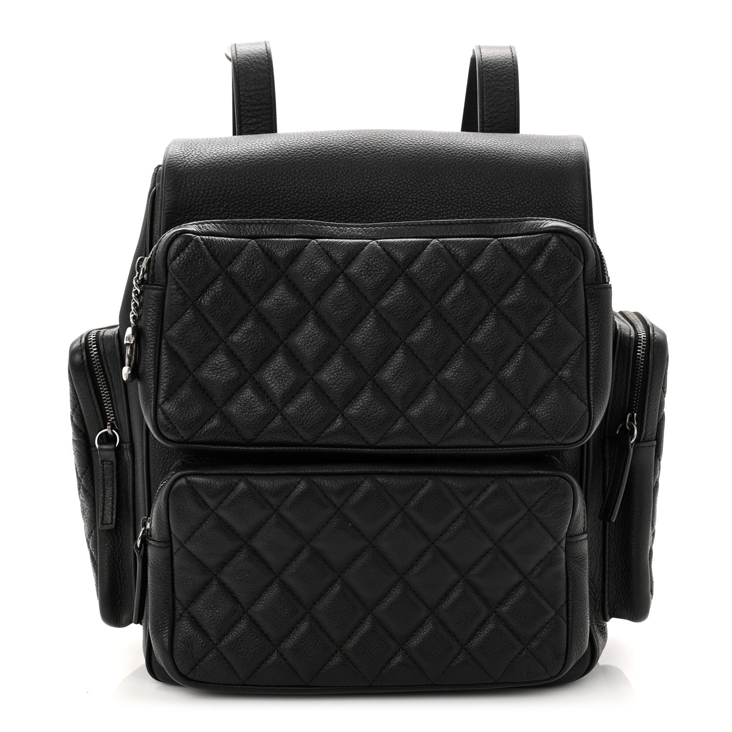 Chanel Grained Calfskin Quilted Large Casual Rock Backpack Black 1 of 13