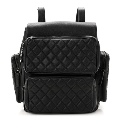 Chanel Grained Calfskin Quilted Large Casual Rock Backpack Black 1 of 13