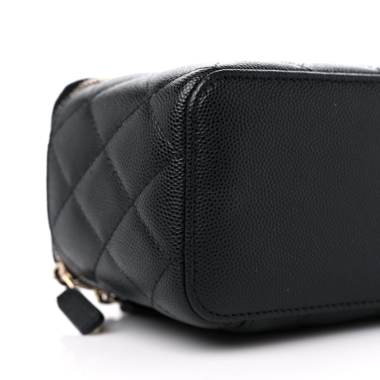 Caviar Quilted Small Vanity Case With Chain Black