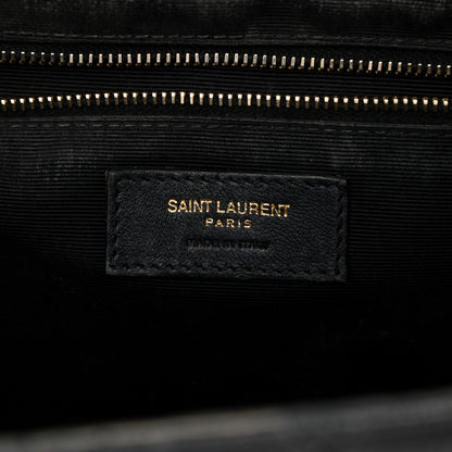 Saint Laurent Grain De Poudre Textured Mixed Matelasse Large Triquilt Monogram Satchel Black 13 of 35