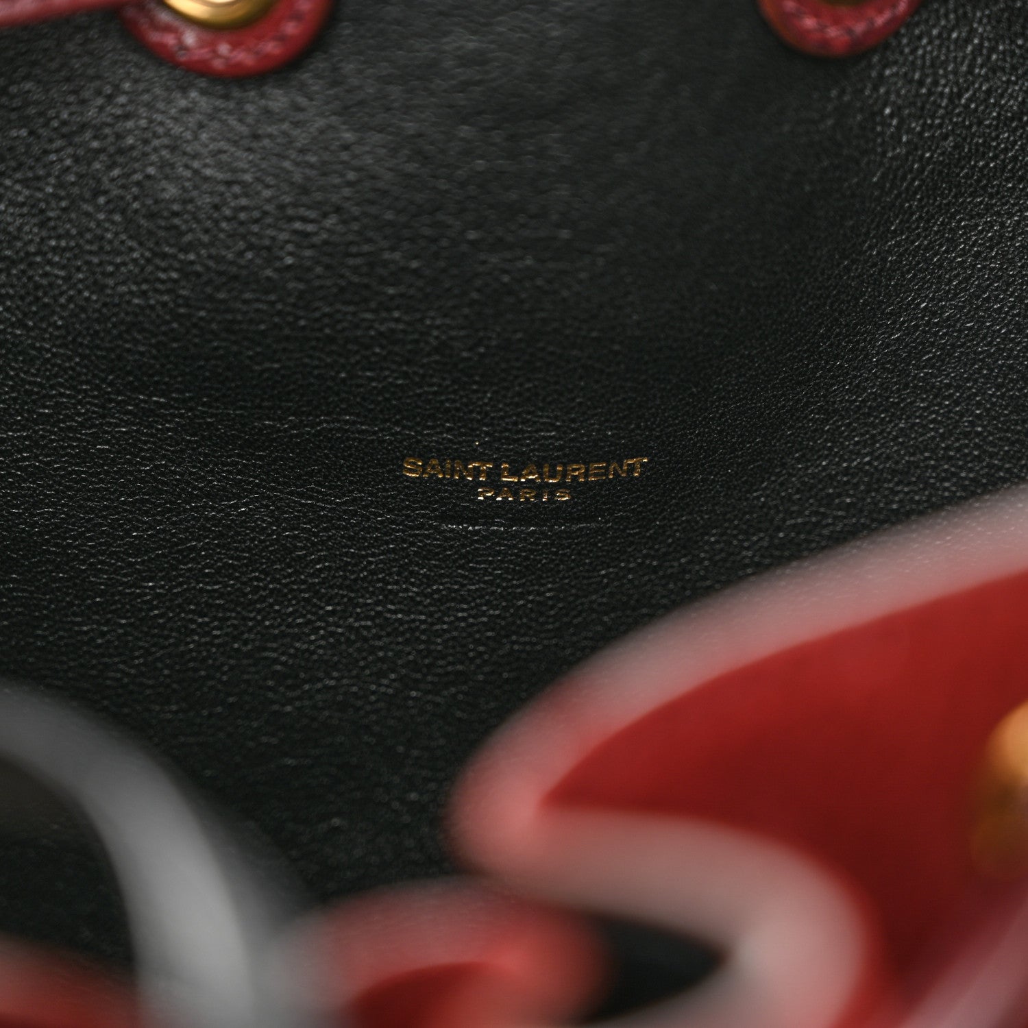 Saint Laurent Suede All-Over Monogram Bucket Bag Burgundy 7 of 10