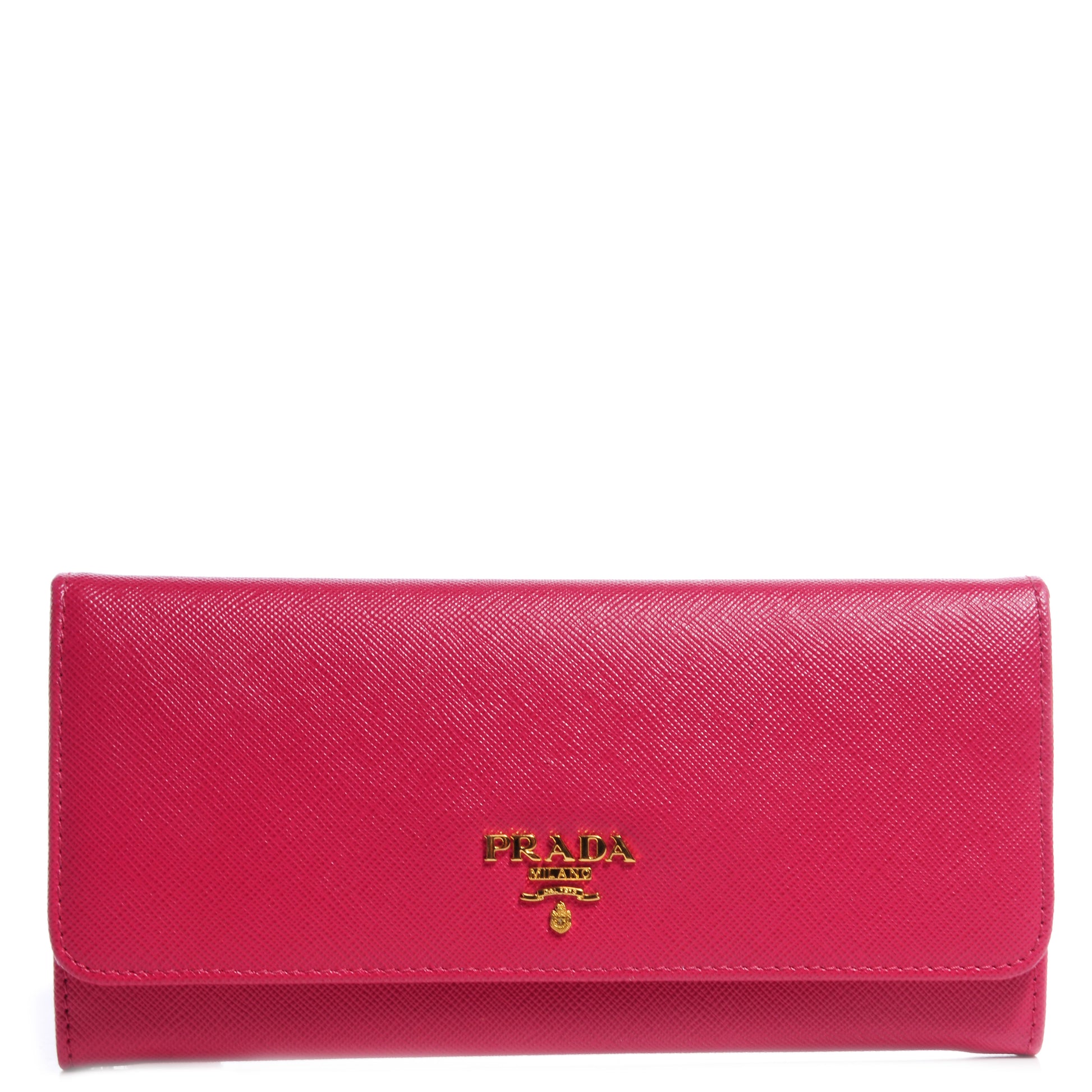 Prada Saffiano Metal Continental Flap Wallet Peonia 1 of 9