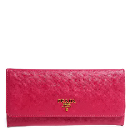 Prada Saffiano Metal Continental Flap Wallet Peonia 1 of 9