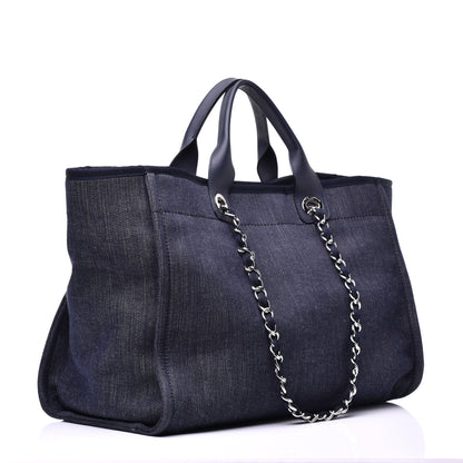 Chanel Denim Medium Deauville Tote Dark Blue 3 of 9