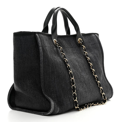 Chanel Woven Straw Raffia Medium Deauville Tote Black 3 of 10