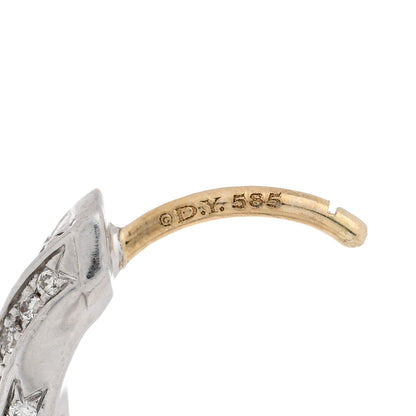 David Yurman Sterling Silver Diamond Cable Edge Huggie Hoop Earrings 4 of 5