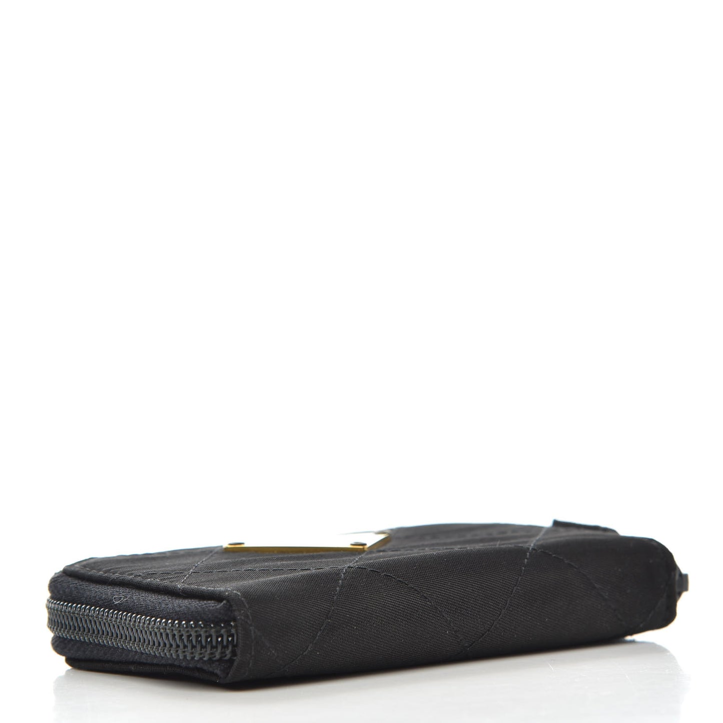 Tessuto Nylon Quilted Compact Zip Around Wallet Black