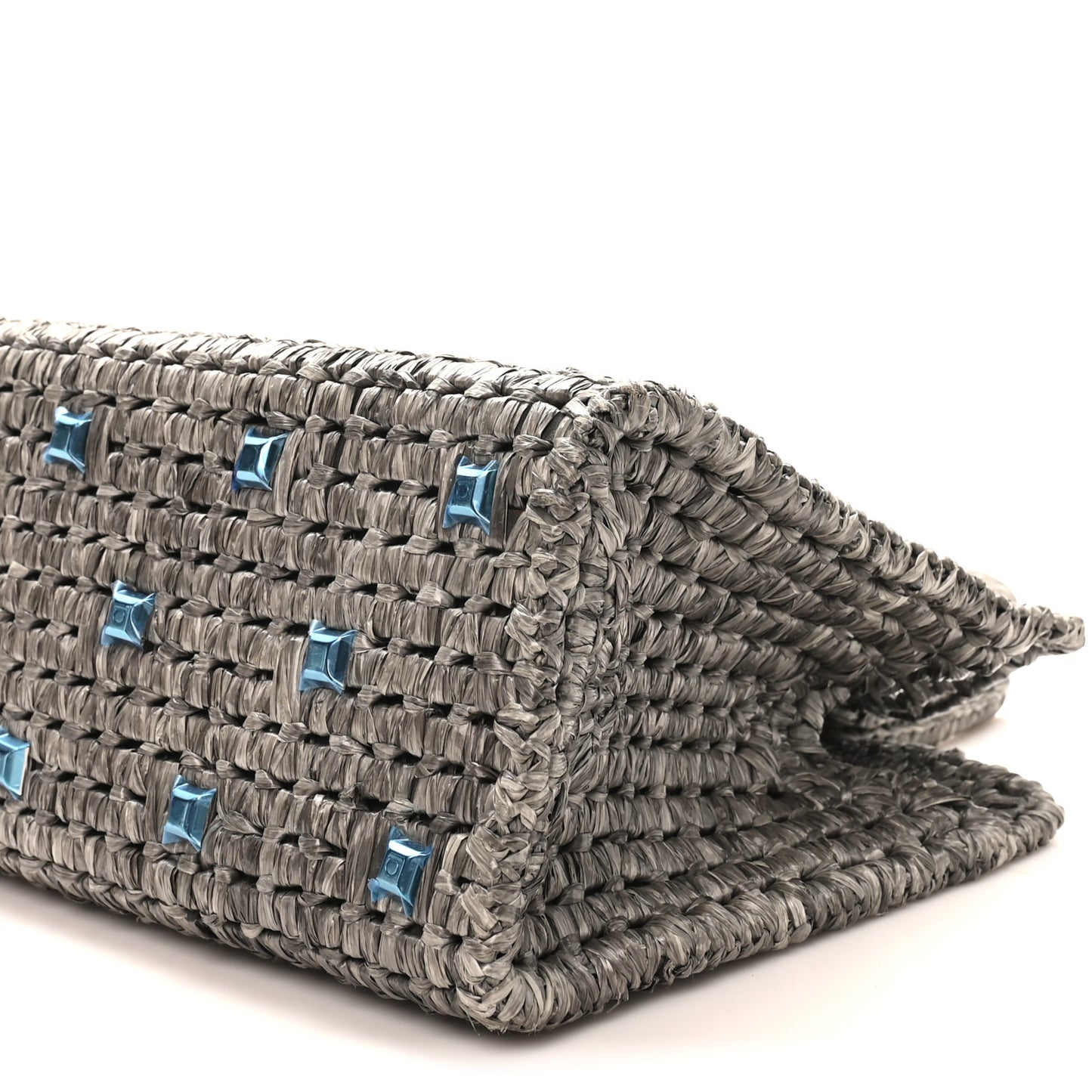 Raffia Medium The Studio Box Bag Silver