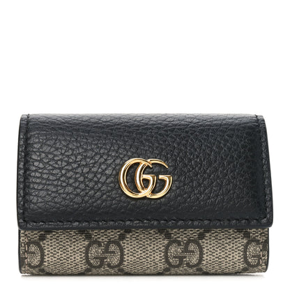 Gucci Dollar Calfskin GG Supreme Monogram GG Marmont 6 Key Holder Case Black Beige Ebony 1 of 7